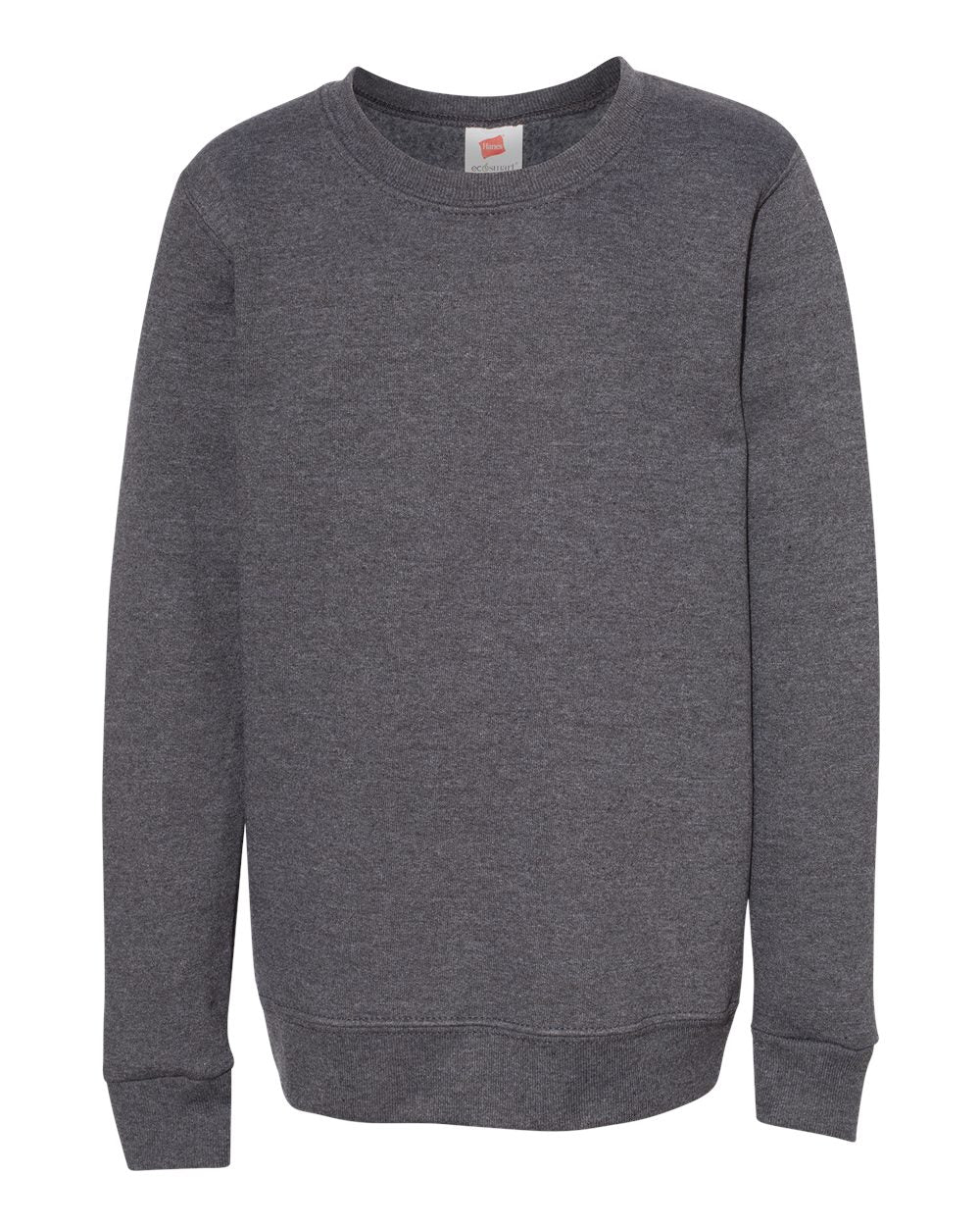Front View of Charcoal Heather Ecosmart® Youth Crewneck Sweatshirt - P360