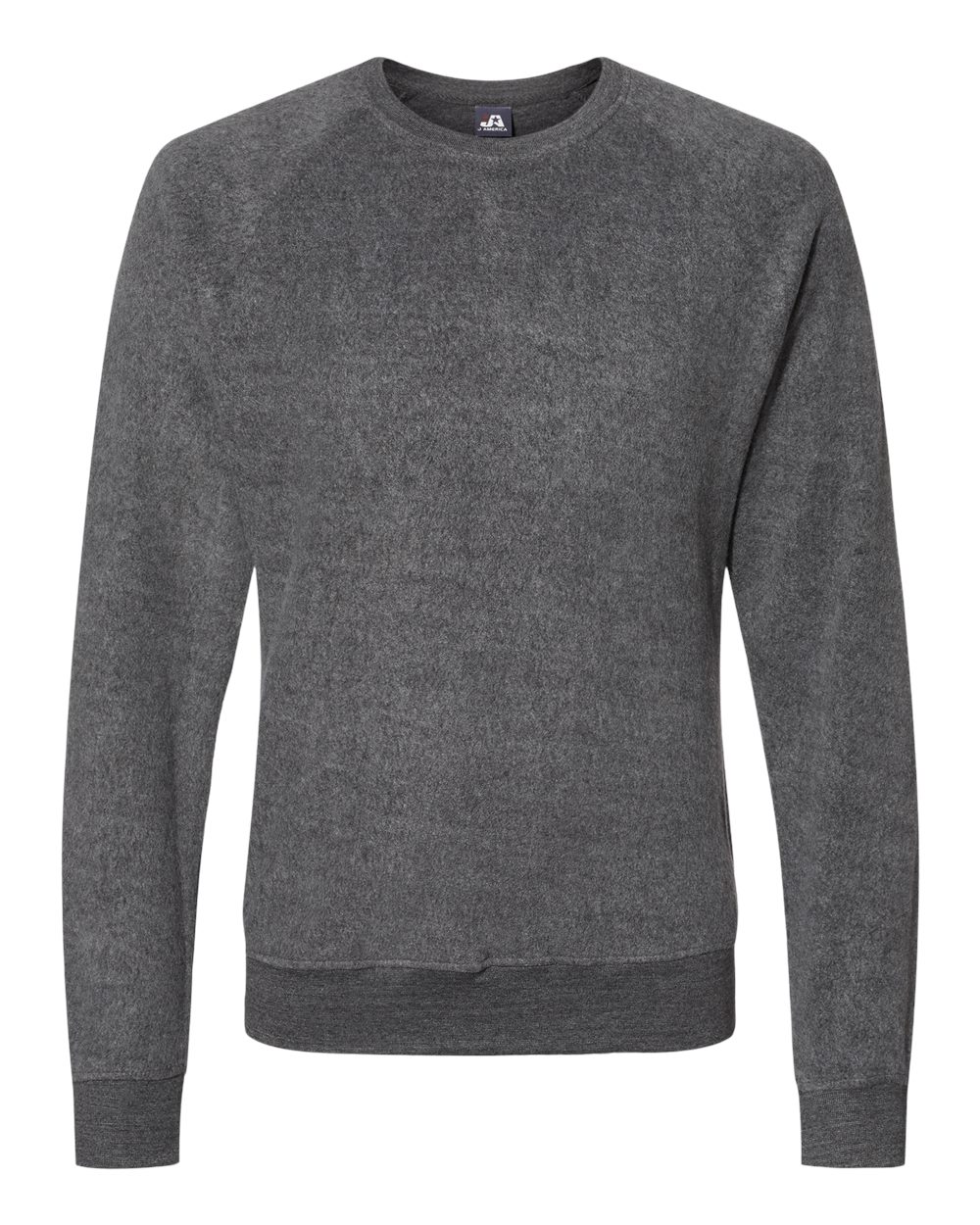 Front View of Charcoal Heather Flip Side Fleece Crewneck Sweatshirt - 8710