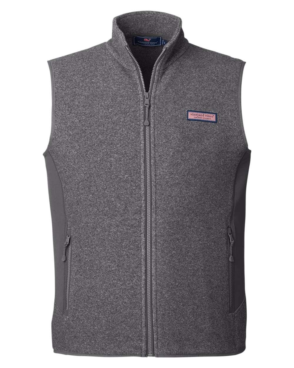 Front View of Charcoal Heather Harbor Fleece Vest - O001401