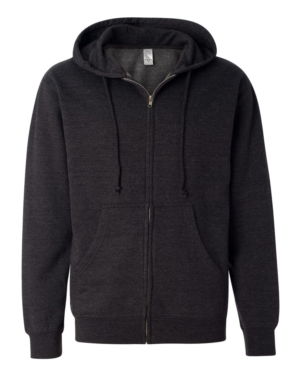 Front View of Charcoal Heather Midweight Full-Zip Hooded Sweatshirt - SS4500Z