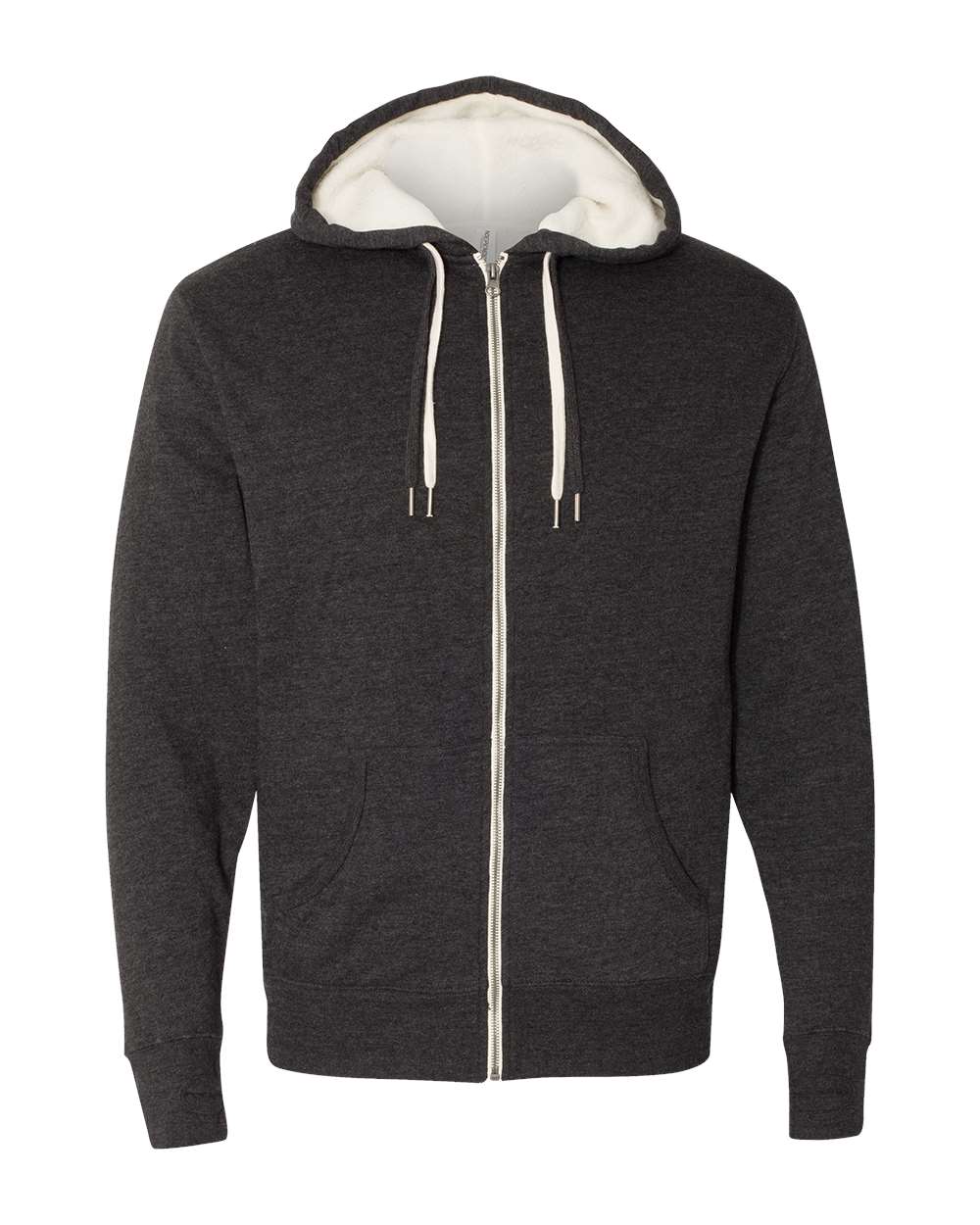 Front View of Charcoal Heather Sherpa-Lined Hooded Sweatshirt - EXP90SHZ