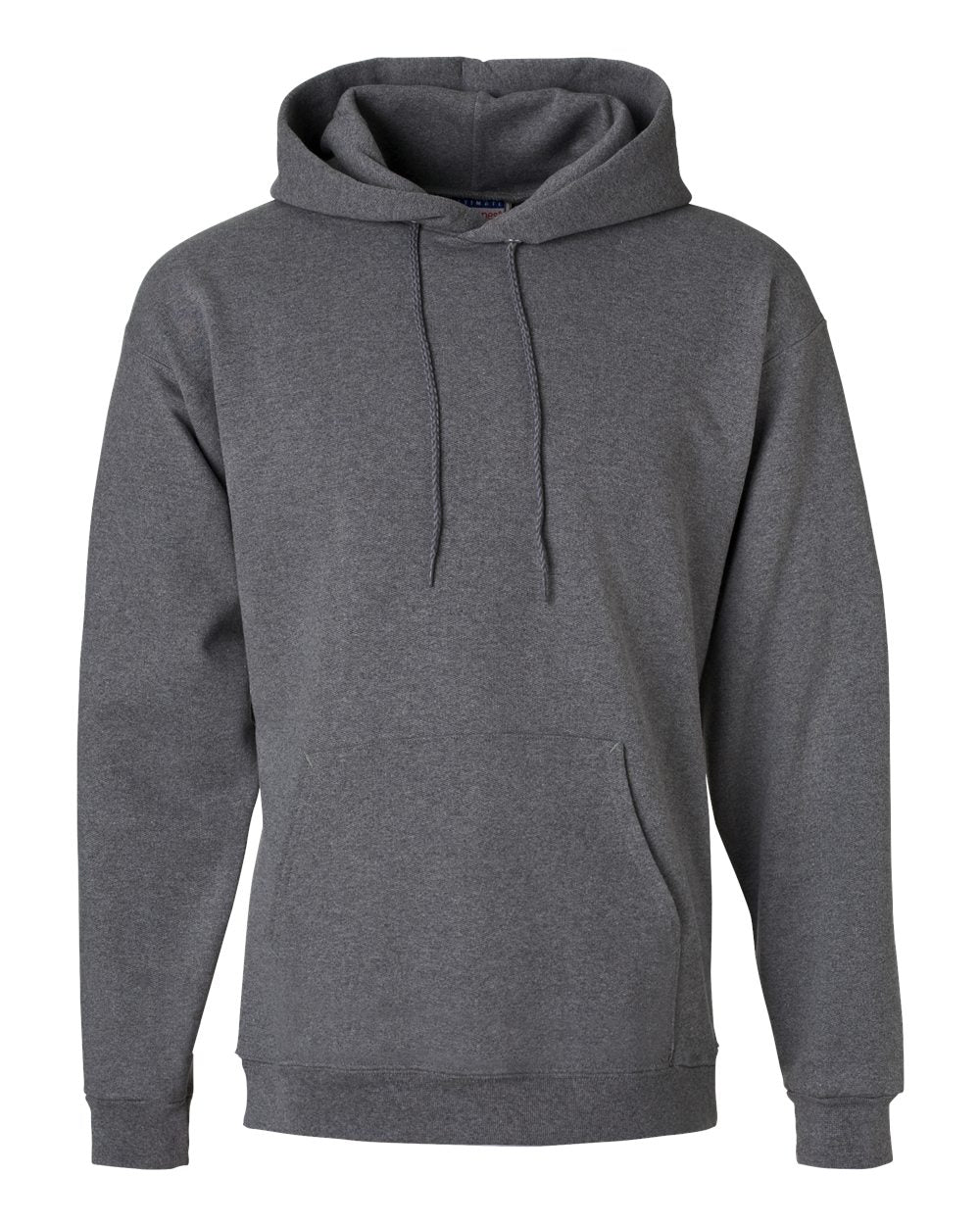 Front View of Charcoal Heather Ultimate Cotton® Hooded Sweatshirt - F170