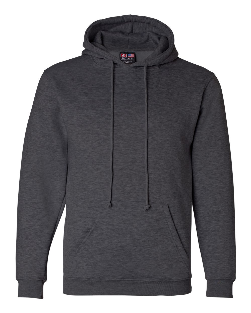 Front View of Charcoal Heather USA-Made Hooded Sweatshirt - 960