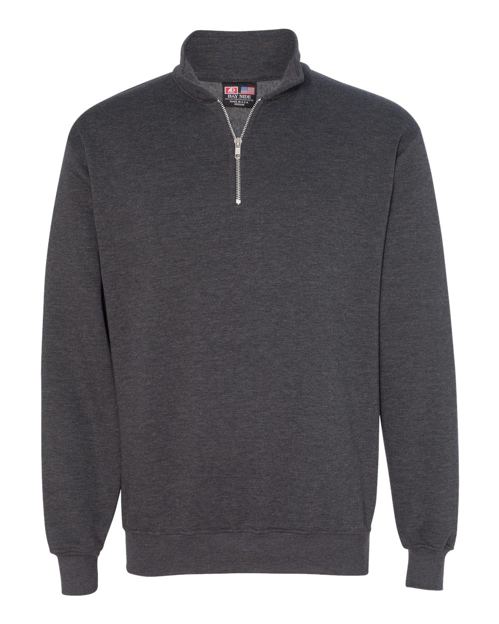 Front View of Charcoal Heather USA-Made Quarter-Zip Pullover Sweatshirt - 920