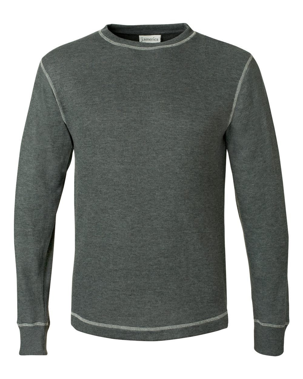 Front View of Charcoal Heather/ Vintage White Vintage Thermal Long Sleeve T-Shirt - 8238