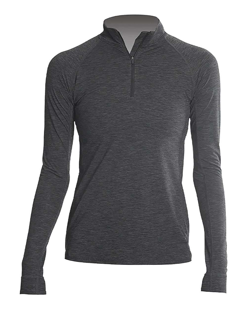 Front View of Charcoal Heathered Women's Flight Tech Quarter-Zip - WSFLTL0