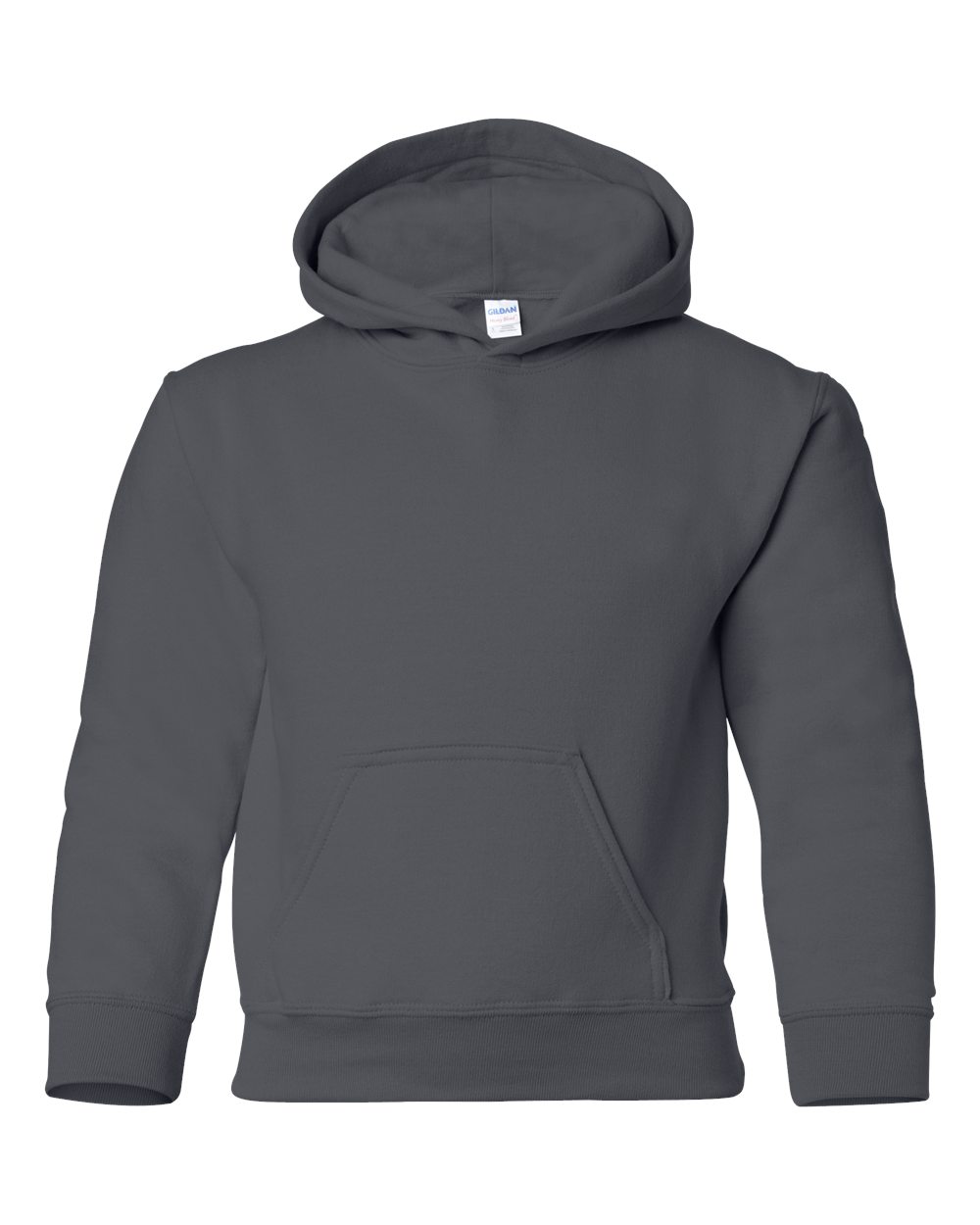 Front View of Charcoal Heavy Blend™ Youth Hooded Sweatshirt - 18500B