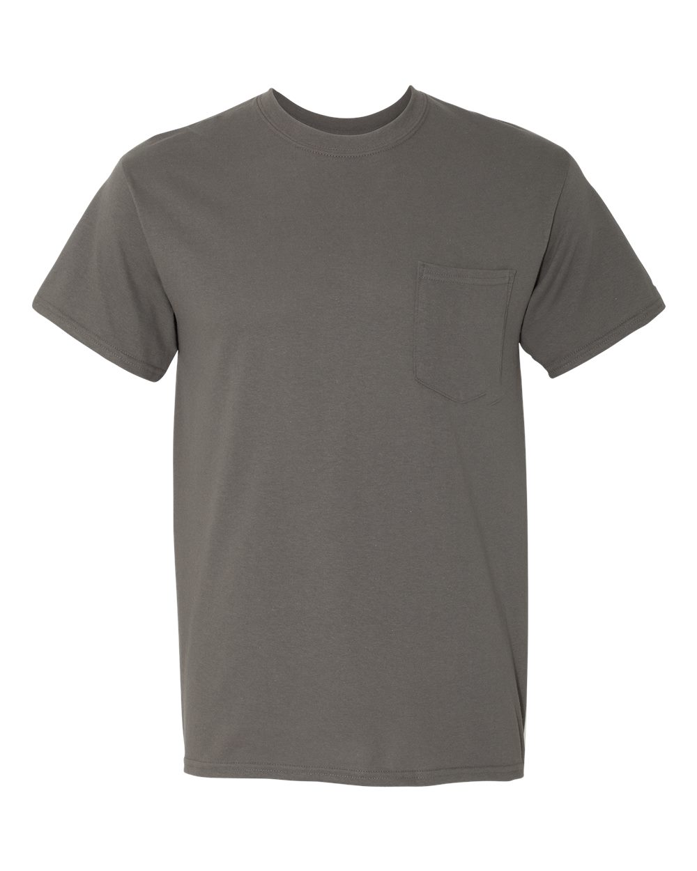 Front View of Charcoal Heavy Cotton™ Pocket T-Shirt - 5300