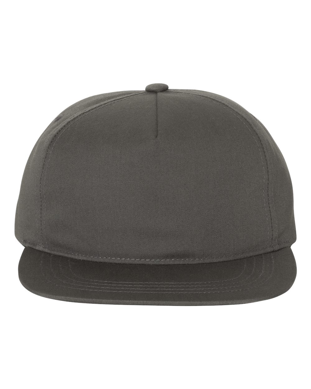Front View of Charcoal Lightly-Structured Five-Panel Snapback Cap - 6502