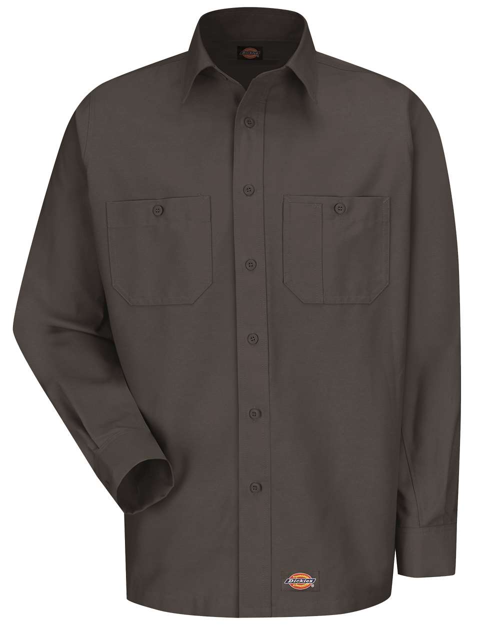 Front View of Charcoal Long Sleeve Work Shirt - Tall Sizes - WS10T