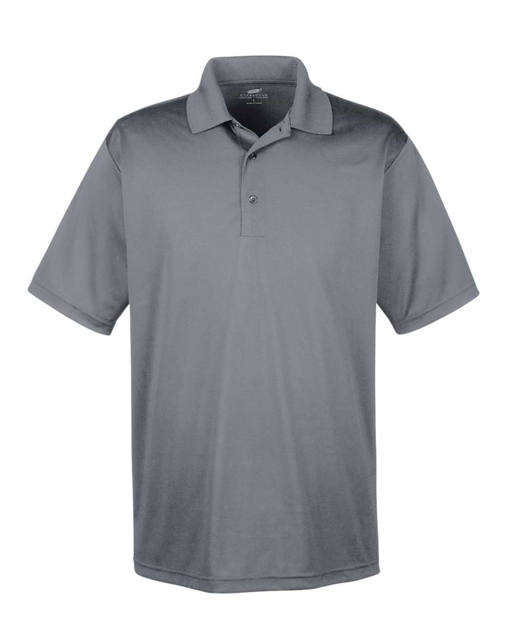 Front View of Charcoal Men's Cool & Dry 8-Star Elite Performance Interlock Polo - 8610