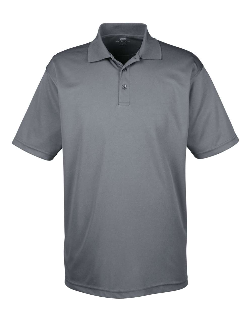 Front View of Charcoal Men's Cool & Dry Mesh Piqué Polo - 8210