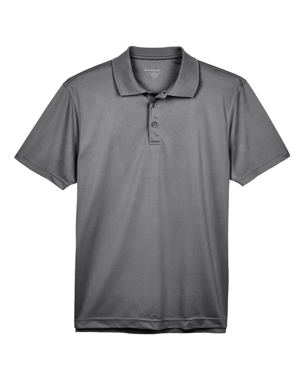 Front View of Charcoal Men's Polyester Jersey Polo - M315