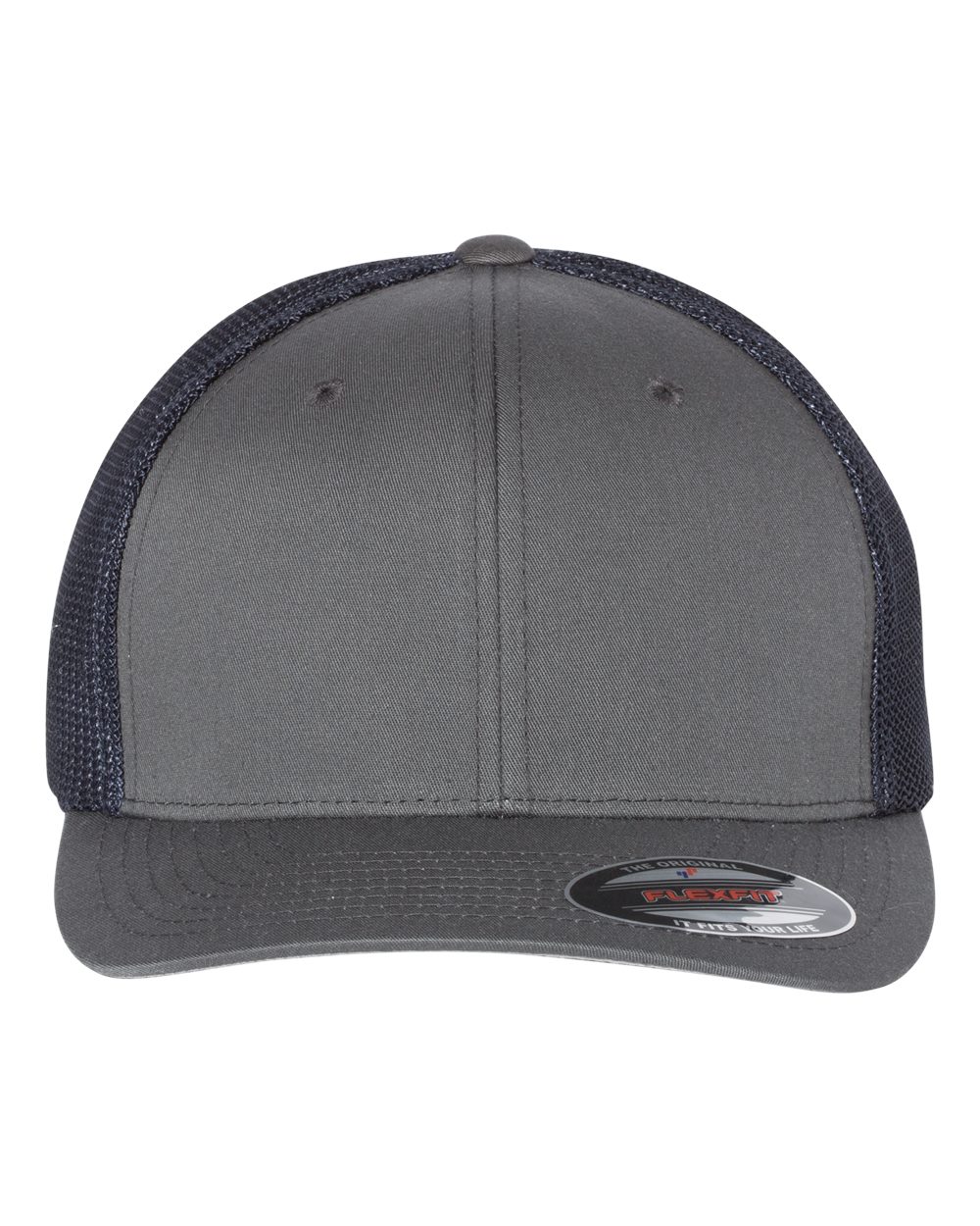 Front View of Charcoal/ Navy Trucker Cap - 6511