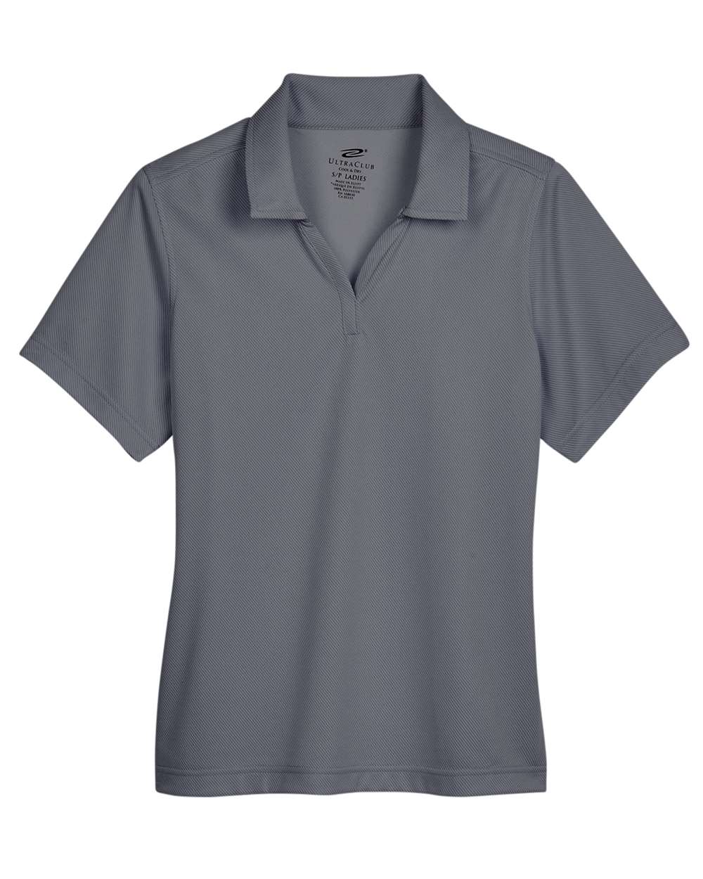 Front View of Charcoal/ Navy Women's Cavalry Twill Performance Polo - UC102W