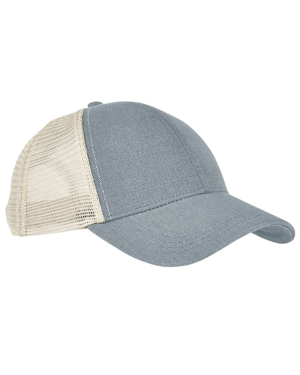 Front View of Charcoal/ Oyster Hemp Blend Trucker Cap - EC7093