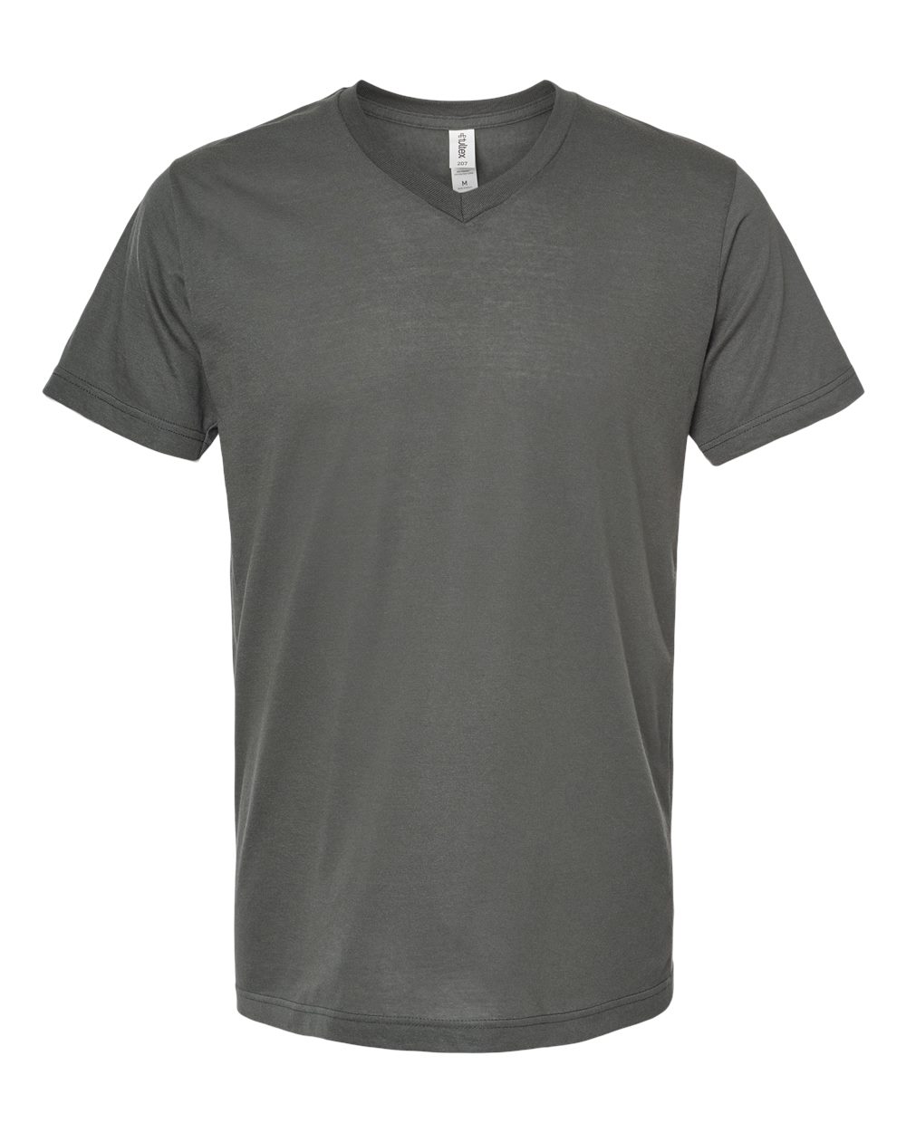 Front View of Charcoal Poly-Rich V-Neck T-Shirt - 207
