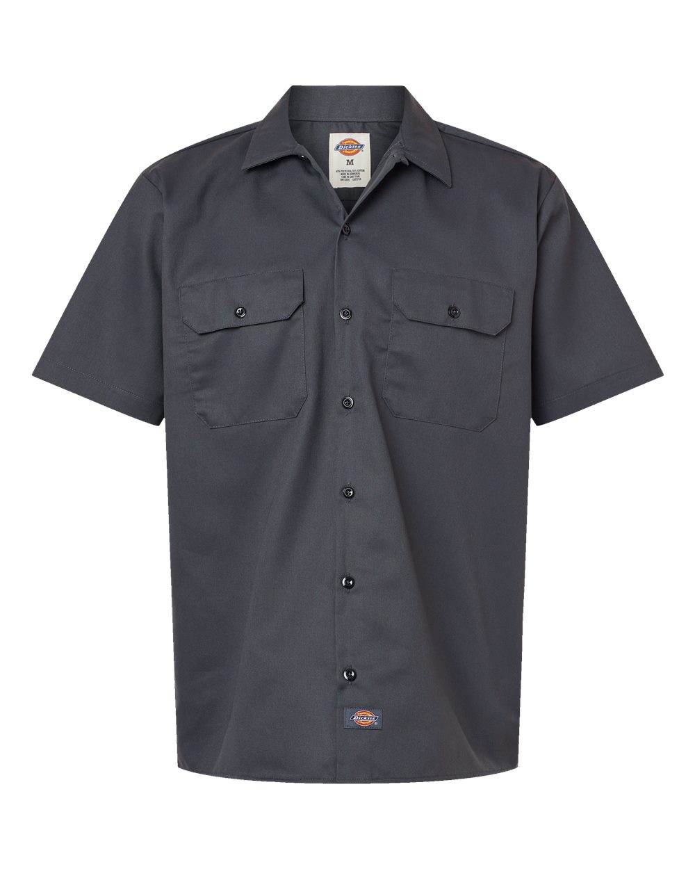 Front View of Charcoal Short Sleeve Work Shirt - 2574