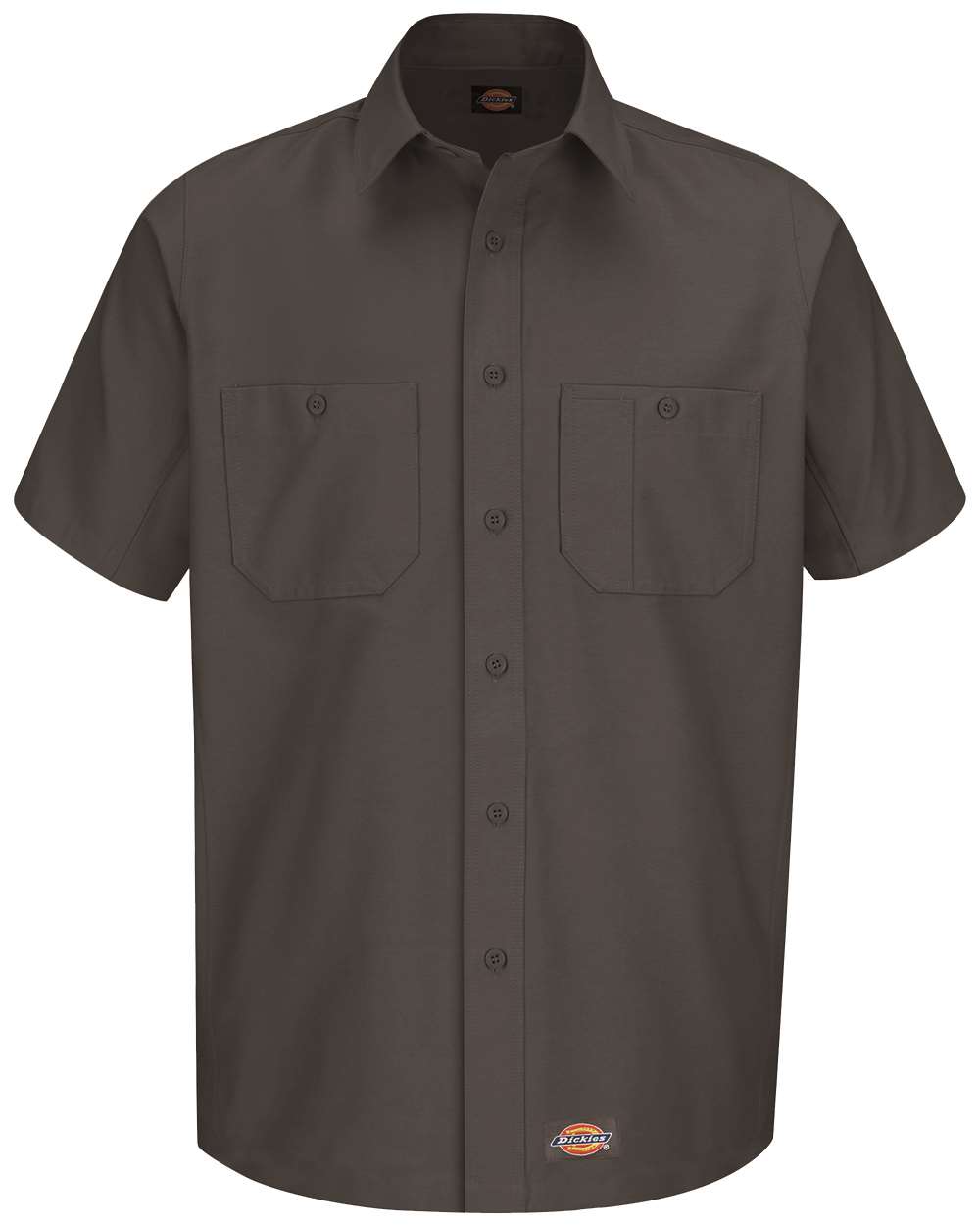 Front View of Charcoal Short Sleeve Work Shirt - WS20