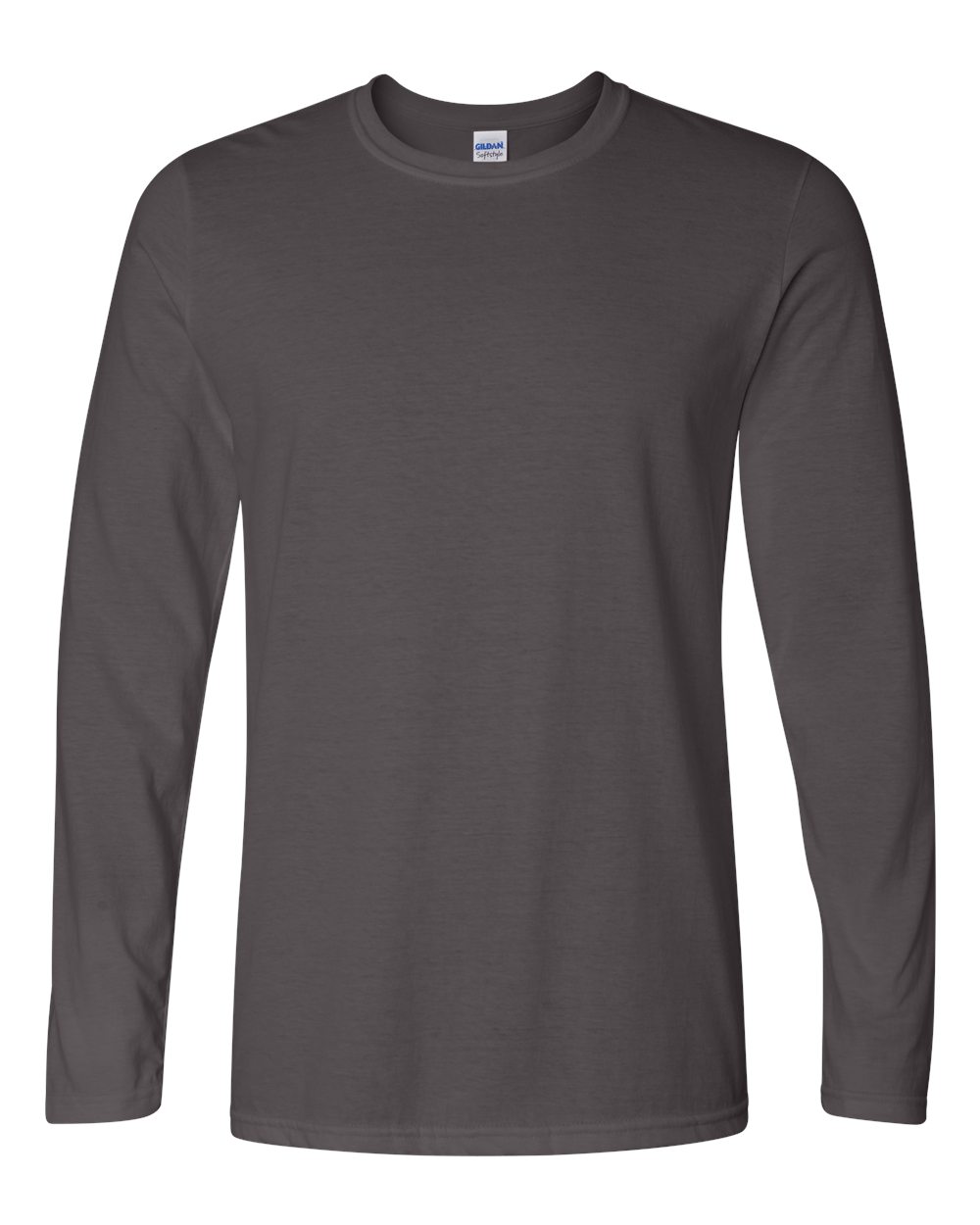 Front View of Charcoal Softstyle® Long Sleeve T-Shirt - 64400