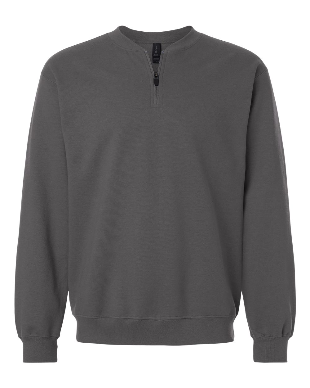 Front View of Charcoal Softstyle® Midweight 1/4 Zip Sweatshirt - SF008