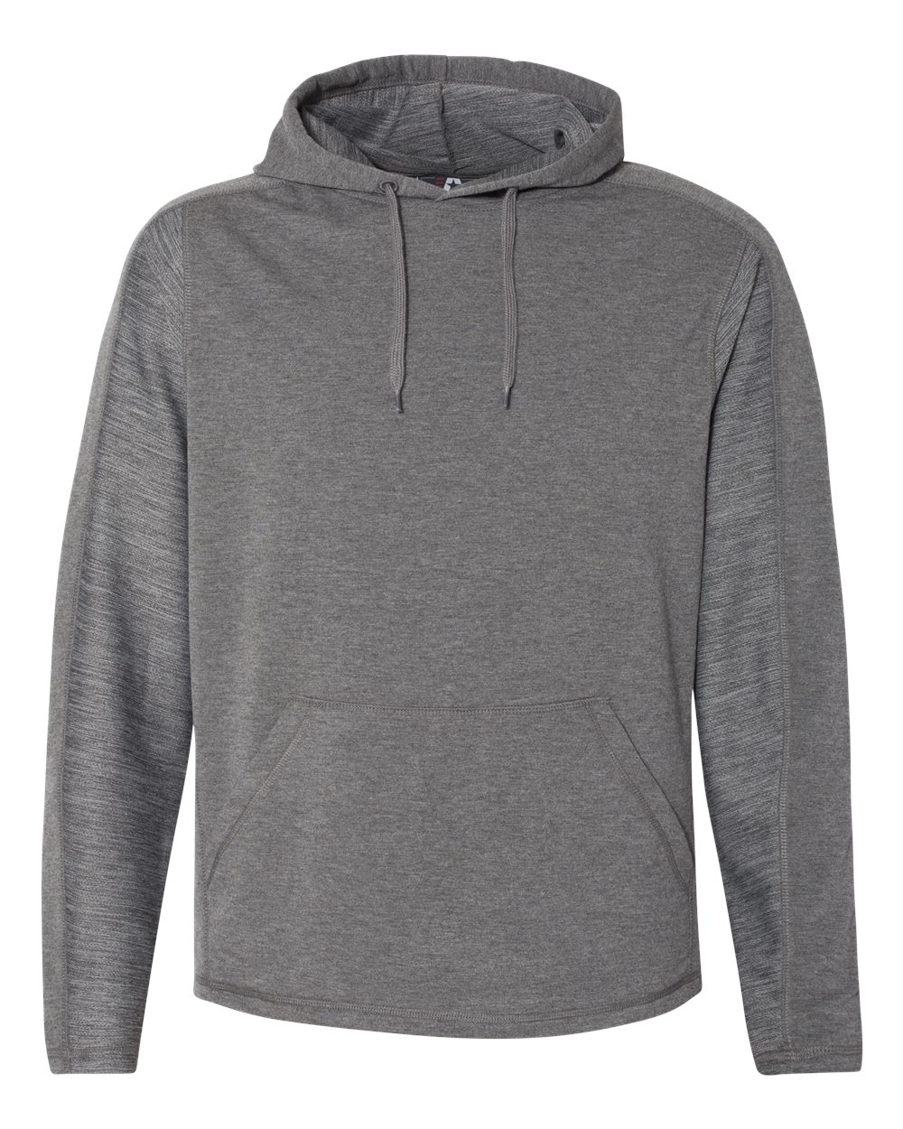Front View of Charcoal Triblend Omega Stretch Hooded Pullover - 8435
