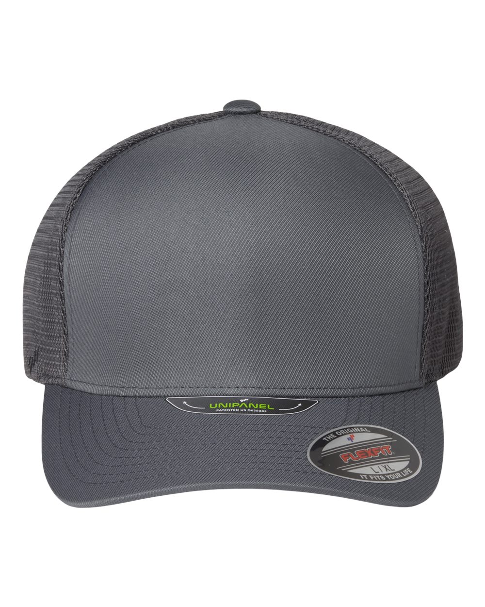 Front View of Charcoal Unipanel™ Trucker Cap - 5511UP