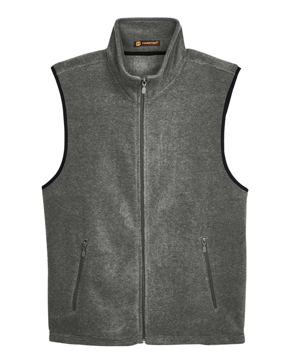 Front View of Charcoal Unisex Fleece Full-Zip Vest - M985