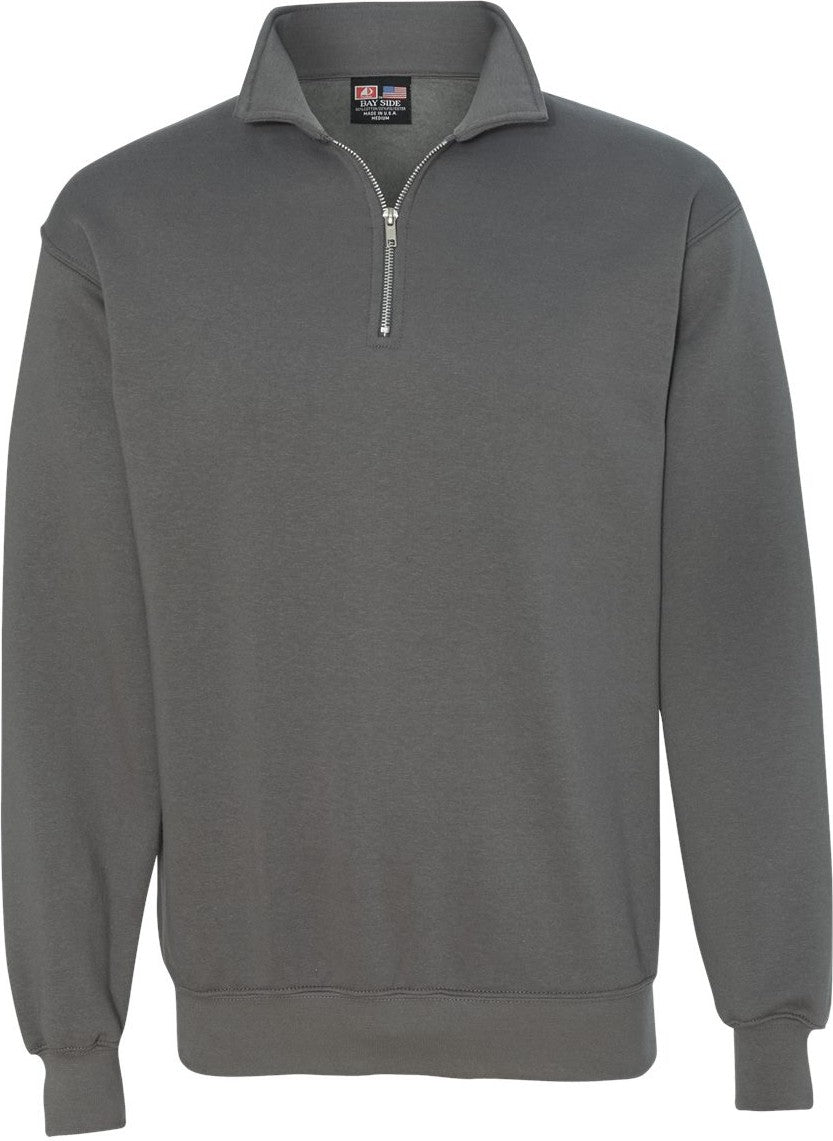 Front View of Charcoal USA-Made Quarter-Zip Pullover Sweatshirt - 920