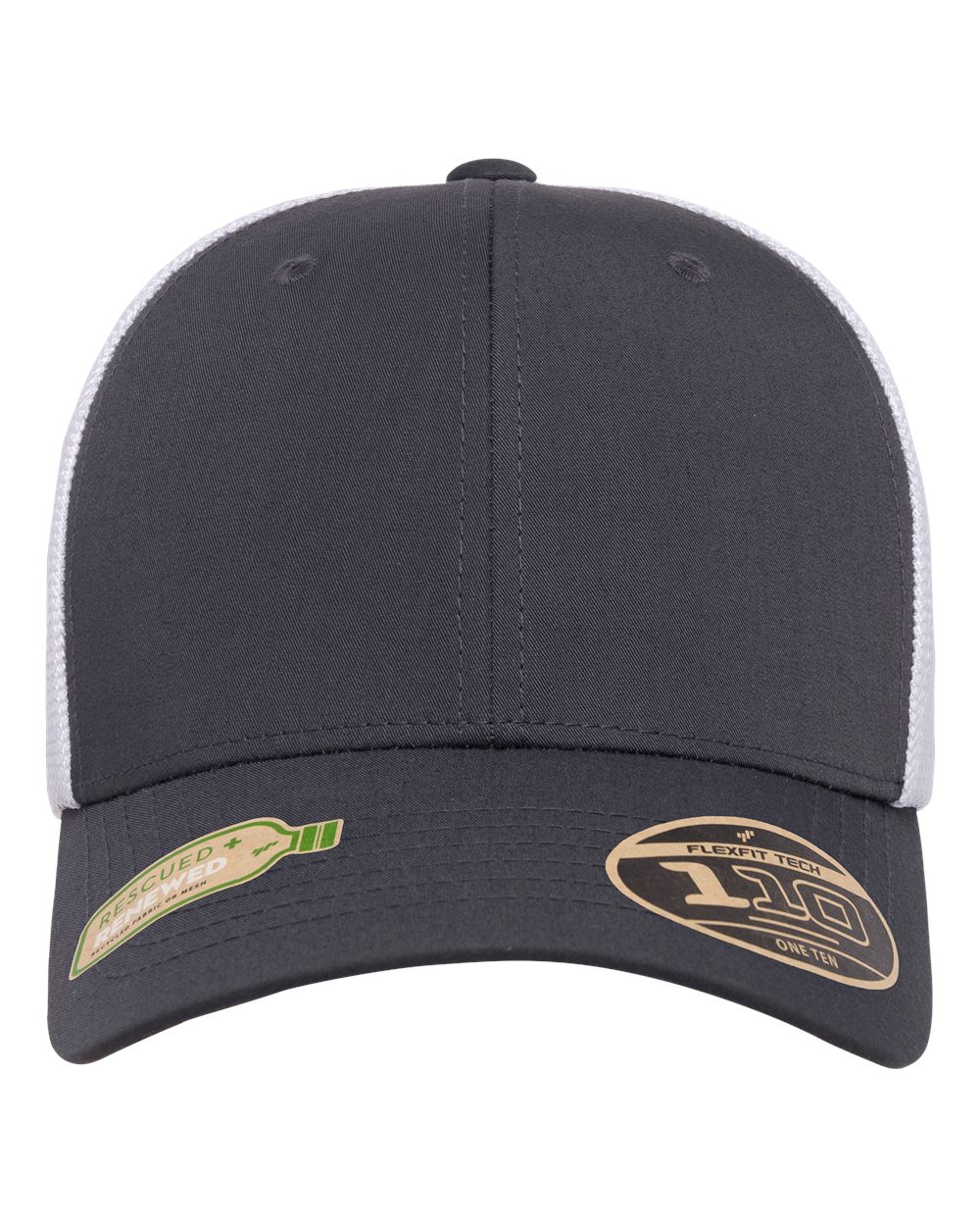 Front View of Charcoal/ White 110® Recycled Mesh Cap - 110R
