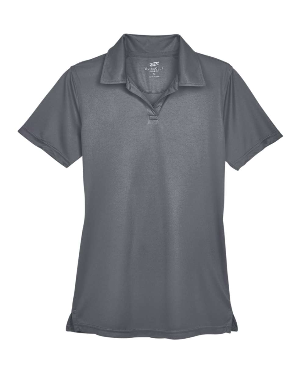 Front View of Charcoal Women's Cool & Dry Sport Performance Interlock Polo - 8425L