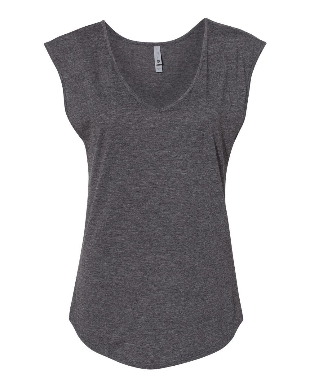 Front View of Charcoal Women's Festival Sleeveless Deep V-Neck T-Shirt - 5040