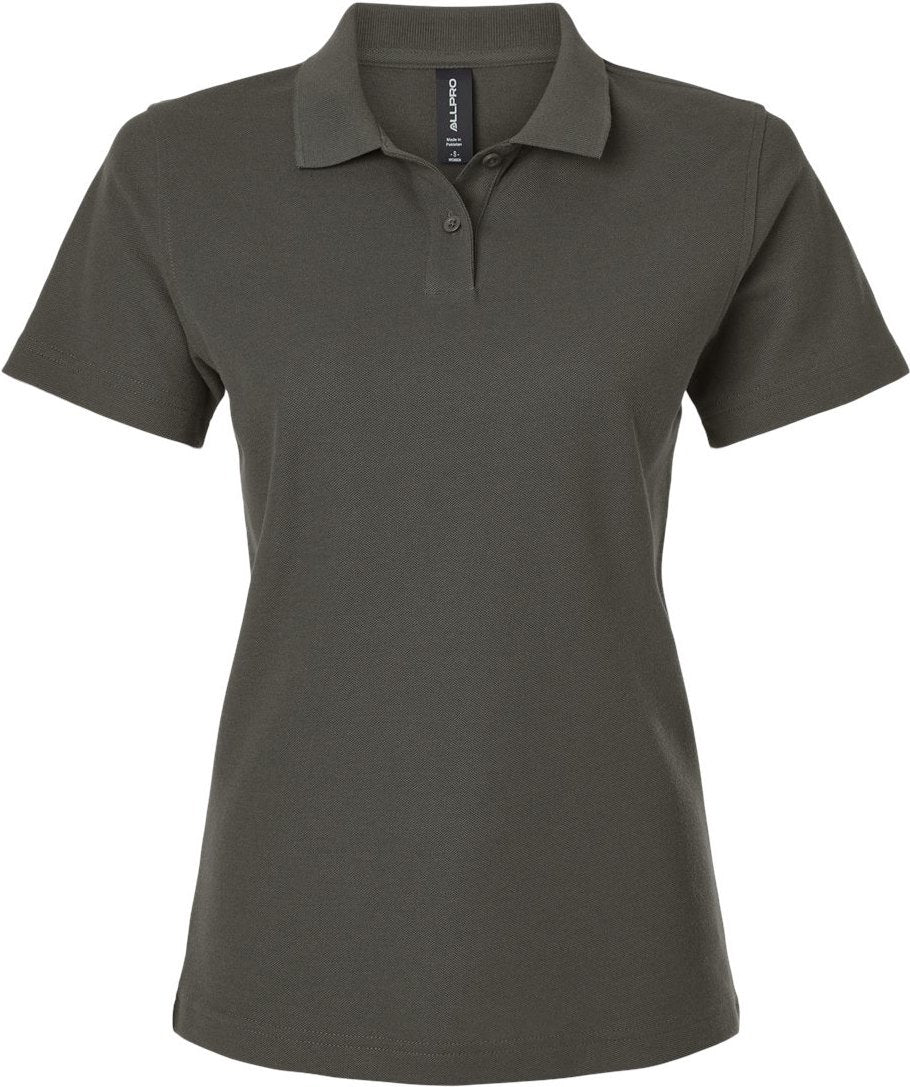 Front View of Charcoal Women's Pique Polo - 62800L