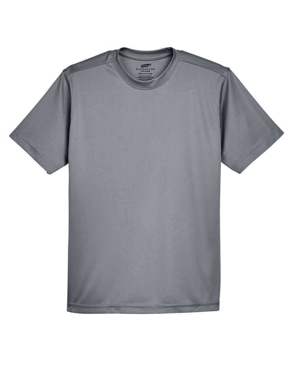 Front View of Charcoal Youth Cool & Dry Sport Performance Interlock T-shirt - 8420Y