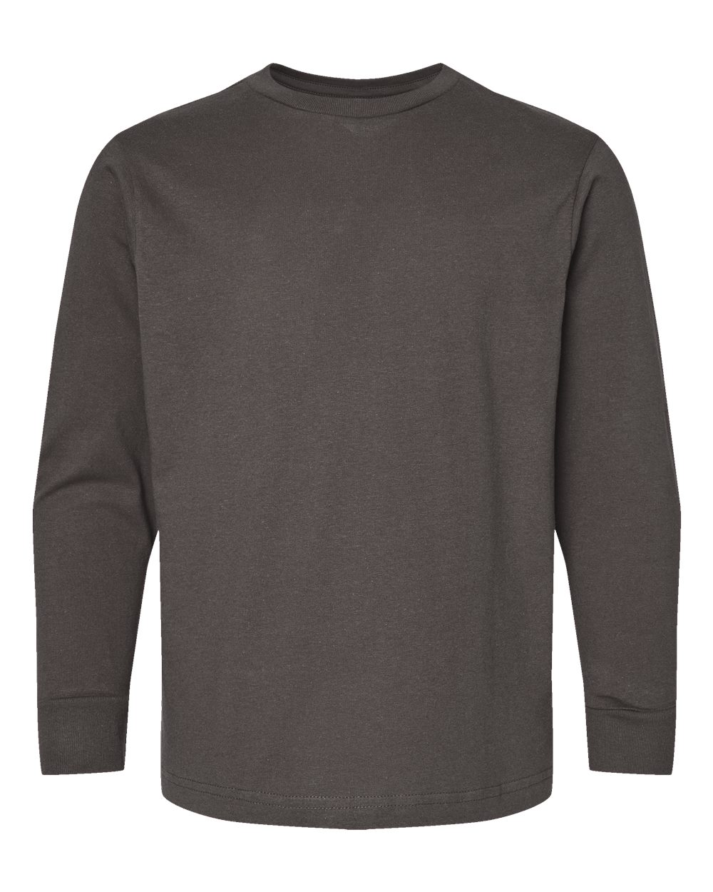 Front View of Charcoal Youth Fine Jersey Long Sleeve Tee - 6201