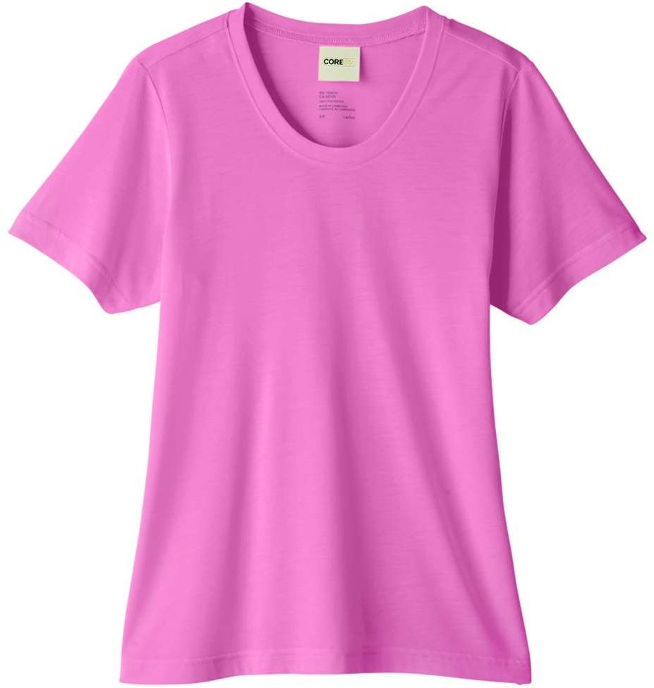 Front View of Charity Pink Women's Fusion ChromaSoft™ Performance T-Shirt - CE111W