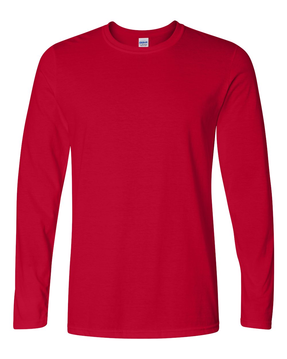 Front View of Cherry Red Softstyle® Long Sleeve T-Shirt - 64400