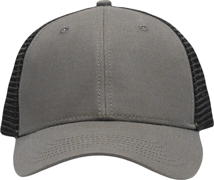 Front View of Chino Grey/ Black Traditional Lo-Pro Mesh Back Trucker Fit Cap - SP1450