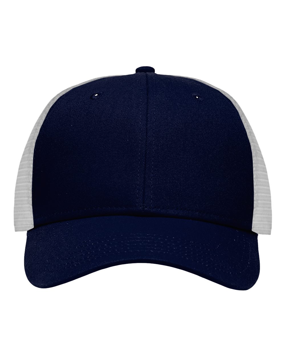 Front View of Chino Navy/ White Traditional Lo-Pro Mesh Back Trucker Fit Cap - SP1450