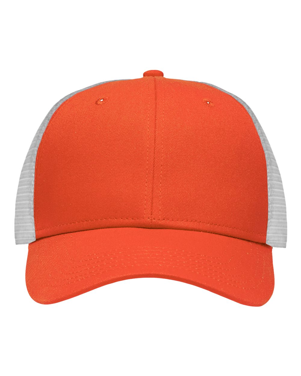 Front View of Chino Orange/ White Traditional Lo-Pro Mesh Back Trucker Fit Cap - SP1450