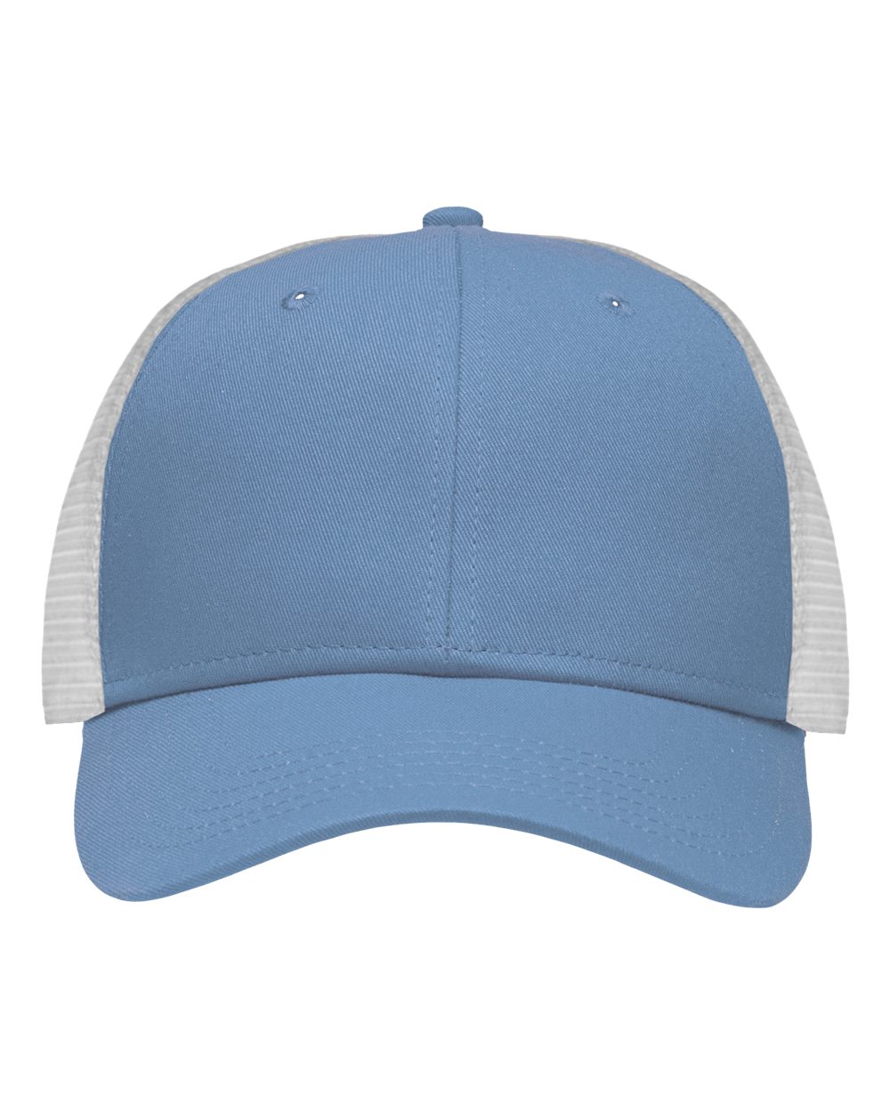 Front View of Chino Sky Blue/ White Traditional Lo-Pro Mesh Back Trucker Fit Cap - SP1450