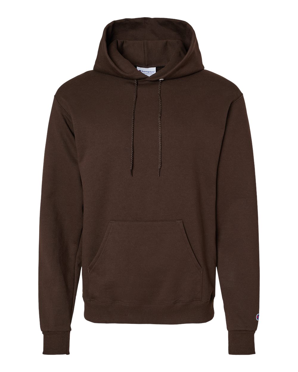 Front View of Chocolate Brown Powerblend® Hooded Sweatshirt - S700