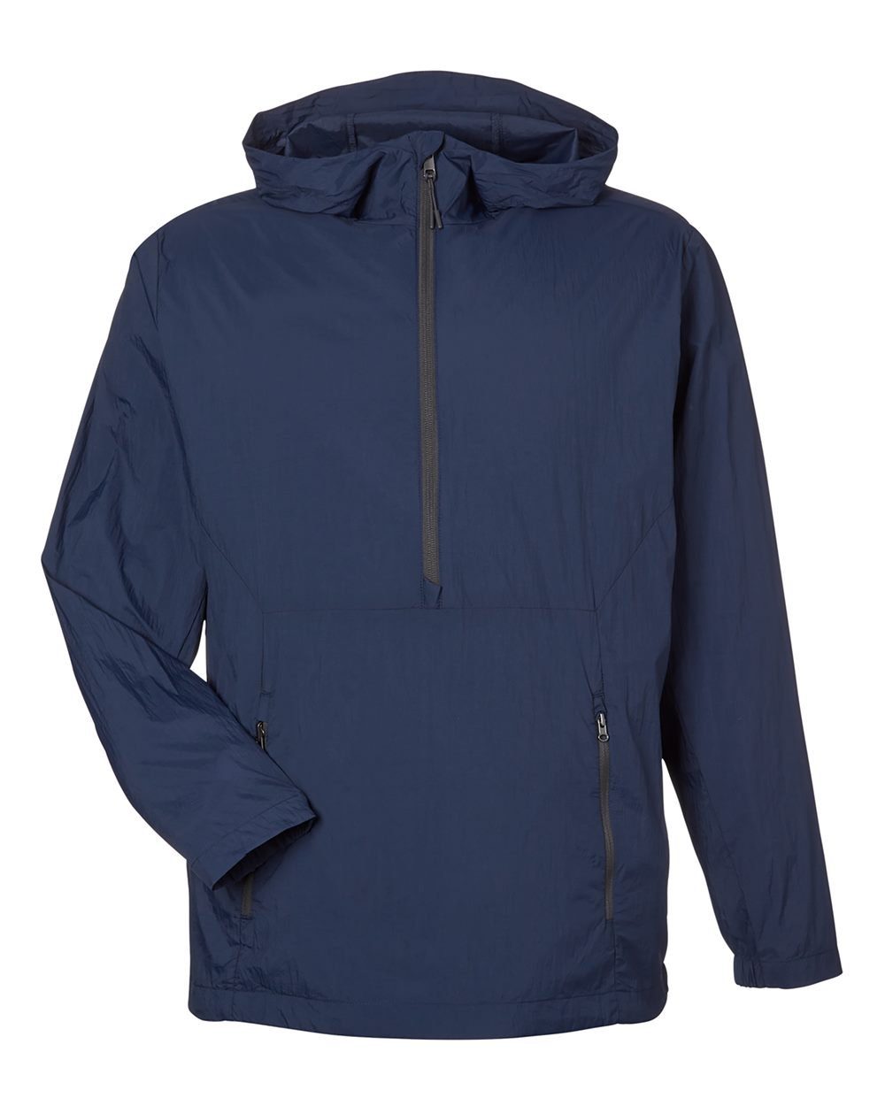 Front View of Classic Navy/ Carbon Men's Aura Lightweight Packable Anorak - NE810