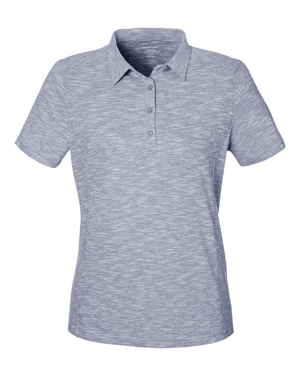 Front View of Classic Navy Heather Women's Eclipse Jacquard Polo - NE115W