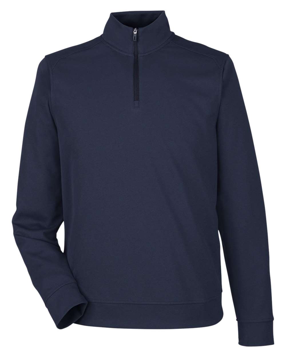 Front View of Classic Navy Men's Express Tech Performance Pique Quarter-Zip Pullover - NE412