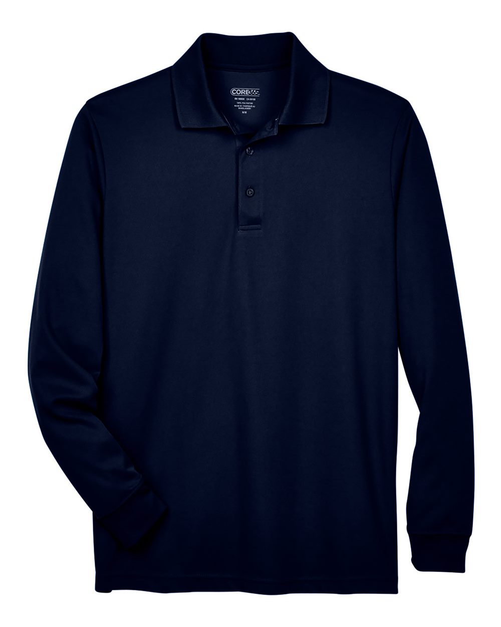 Front View of Classic Navy Men's Tall Pinnacle Performance Long Sleeve Piqué Polo - 88192T