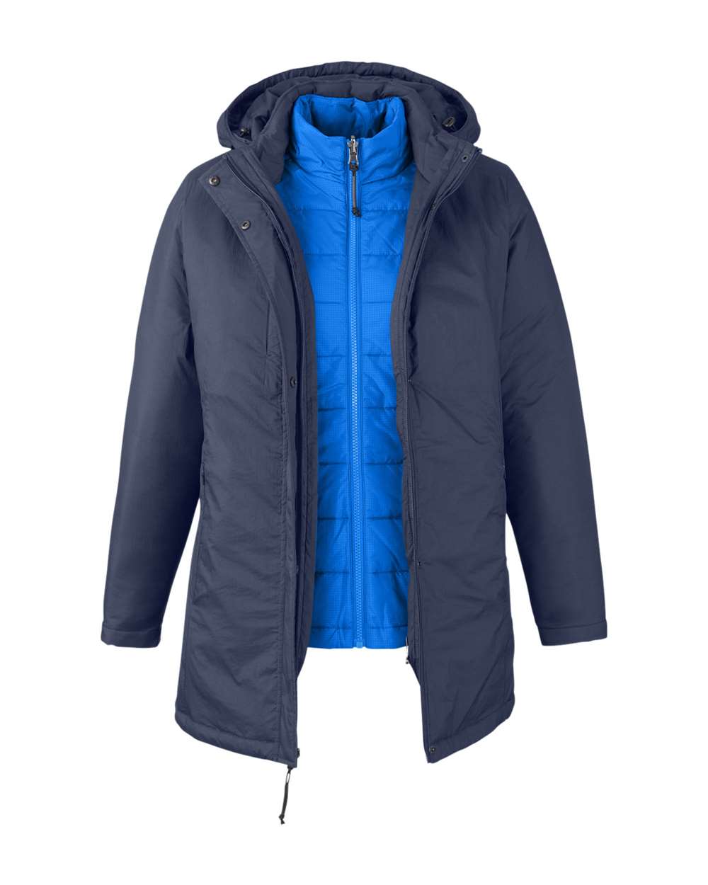 Front View of Classic Navy/ True Royal Women's Inspire 3-in-1 Jacket with Insulated Liner - CE725W