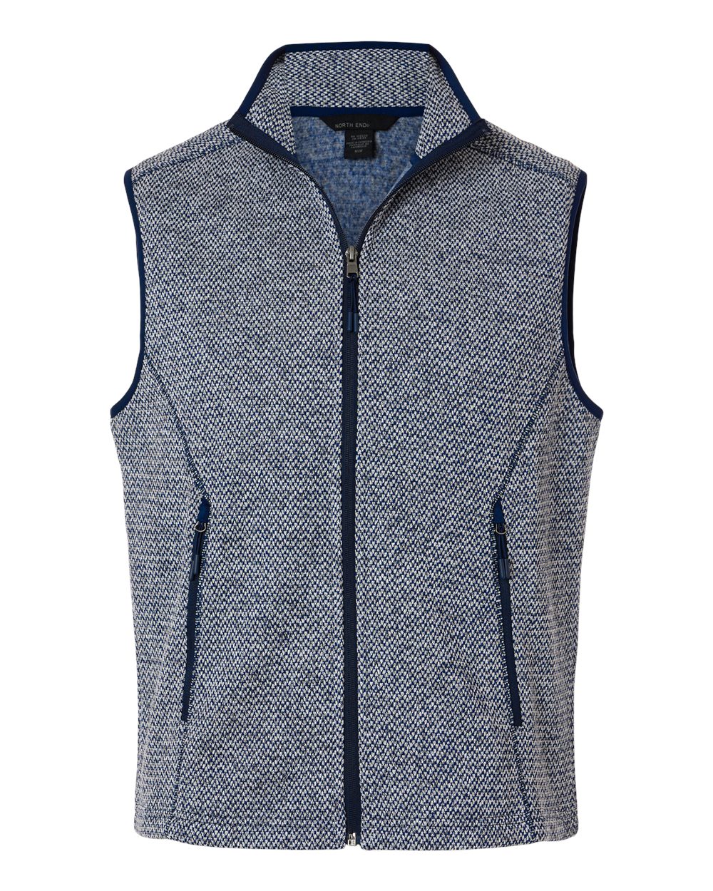 Front View of Classic Navy/ White Men's Jasper Jacquard Fleece Vest - NE731