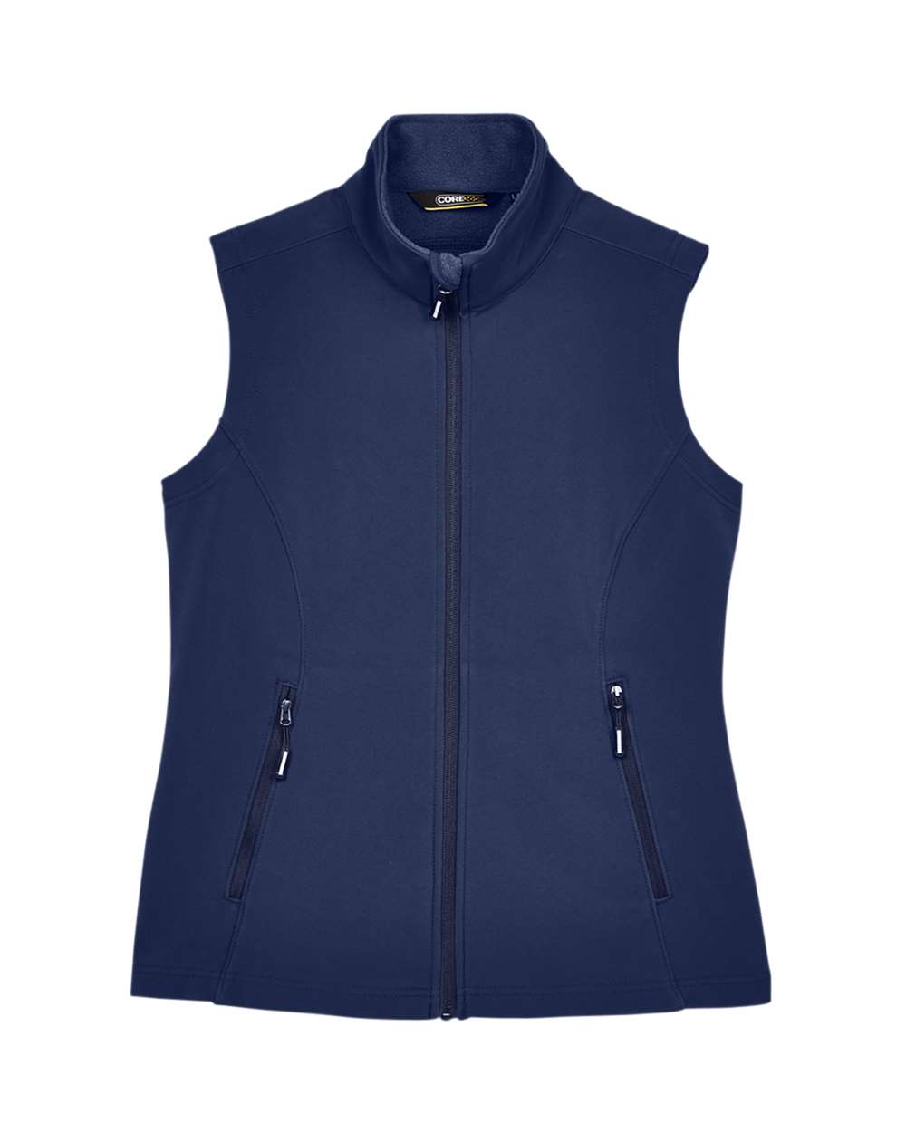 Front View of Classic Navy Women's Cruise Two-Layer Fleece Bonded Soft Shell Vest - CE701W