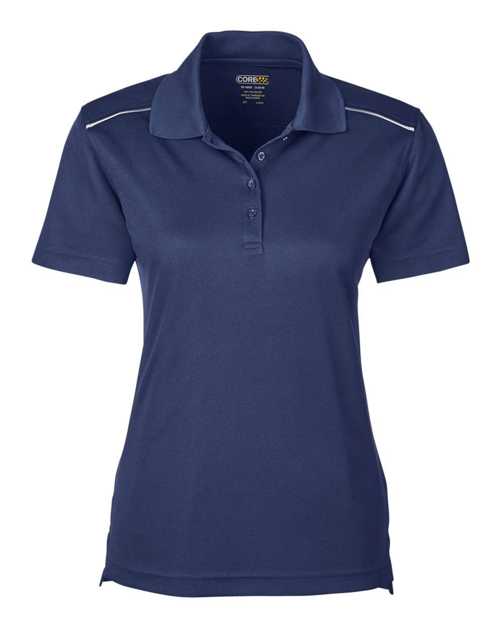 Front View of Classic Navy Women's Radiant Performance Piqué Polo with Reflective Piping - 78181R